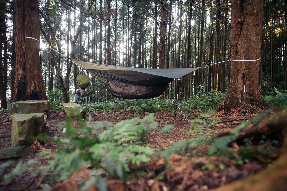 Asym Hammock Tarp - Xenon Sil 1.1 Fire Pattern Standard Length